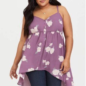 Torrid Size 3 Purple Floral Babydoll Tank Top